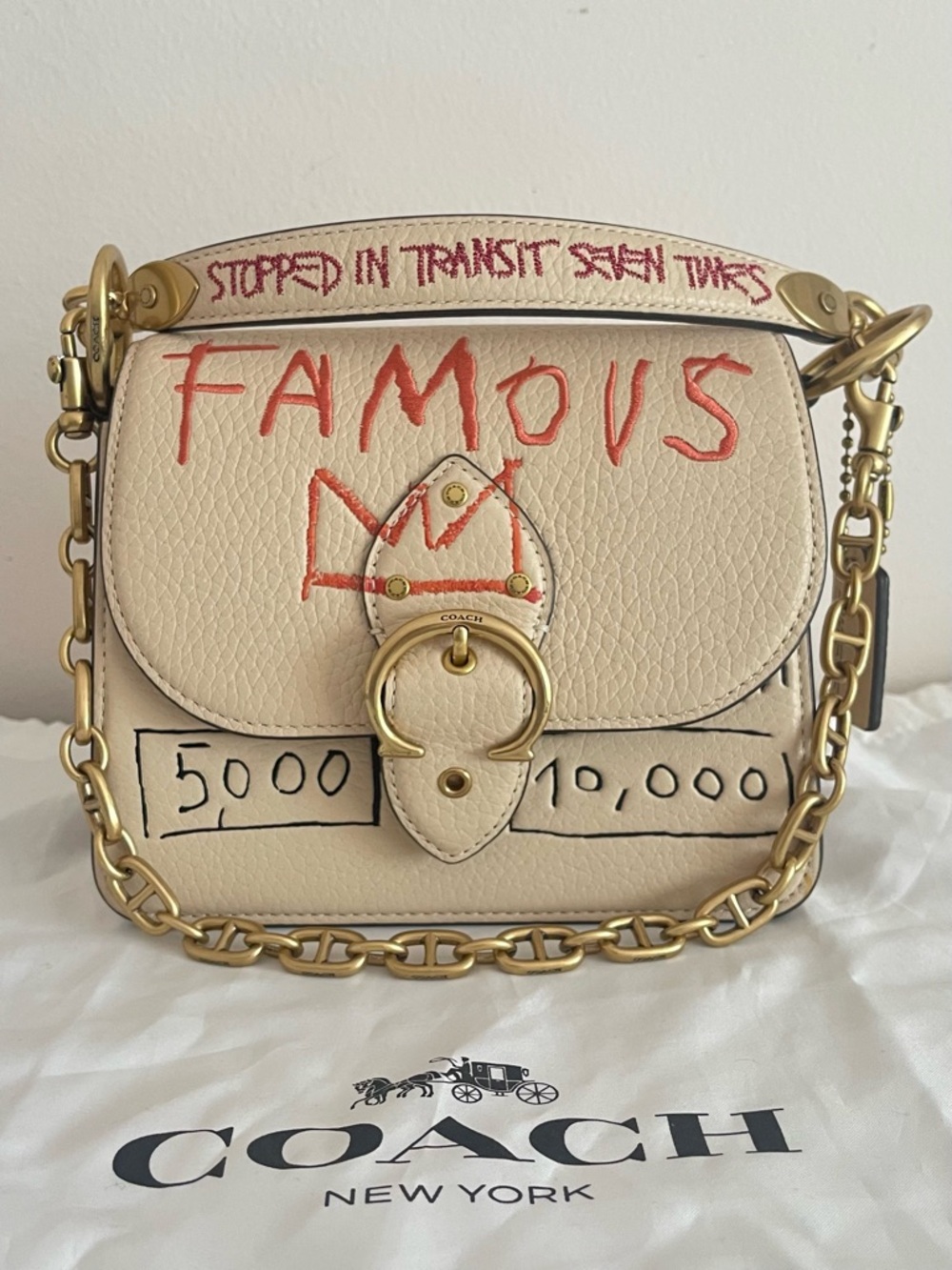 RARE Coach x Jean Michel Basquiat “Famous” Graffiti Beat 18 Top Handle Chain Bag